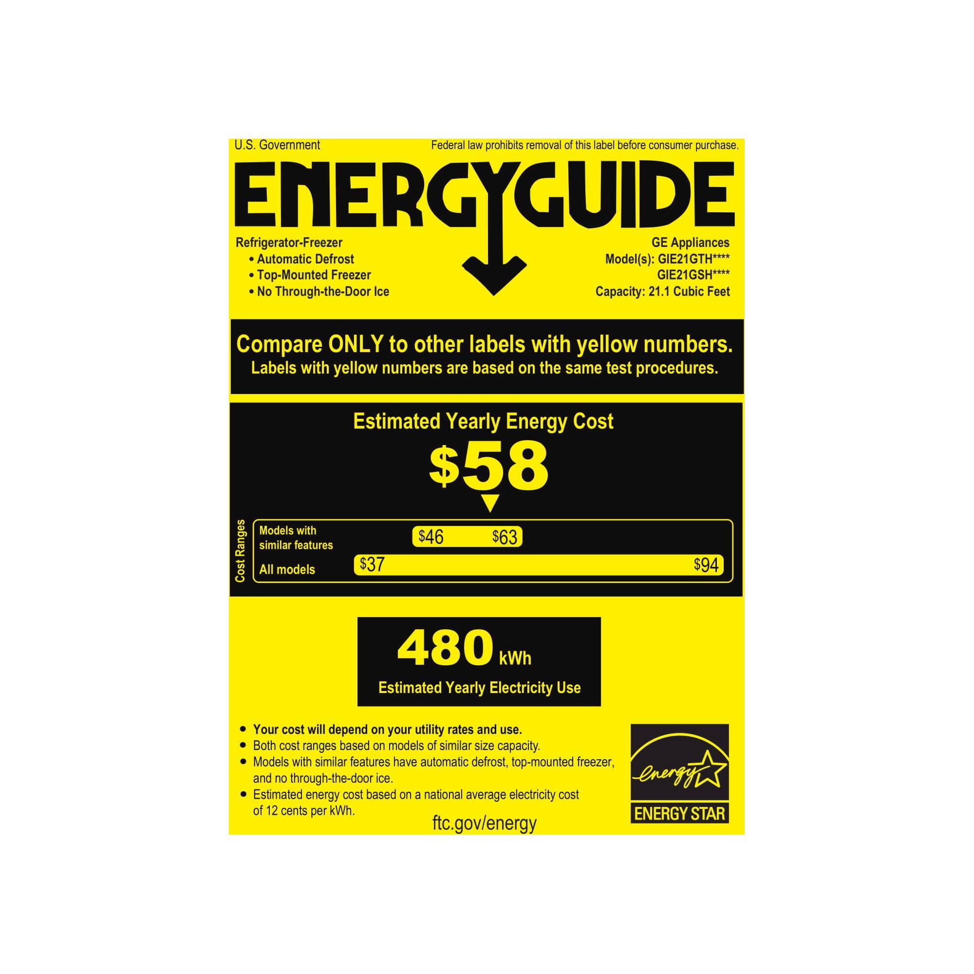 GE - 21.2 Cu. Ft. Top-Freezer Refrigerator - Slate - Energy_Guide