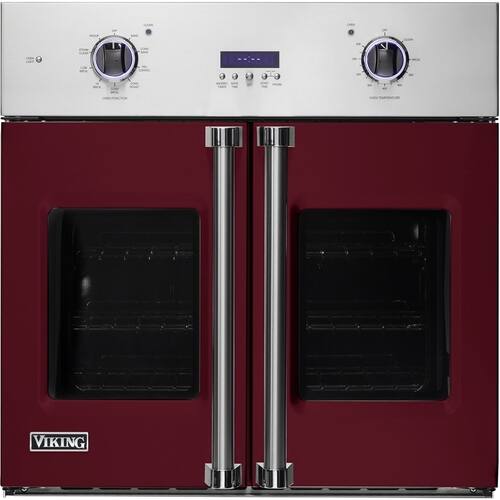 Viking - Professional 7 Series 29.5" Built-In Single Electric Convection Wall Oven - Burgundy - Front_Standard