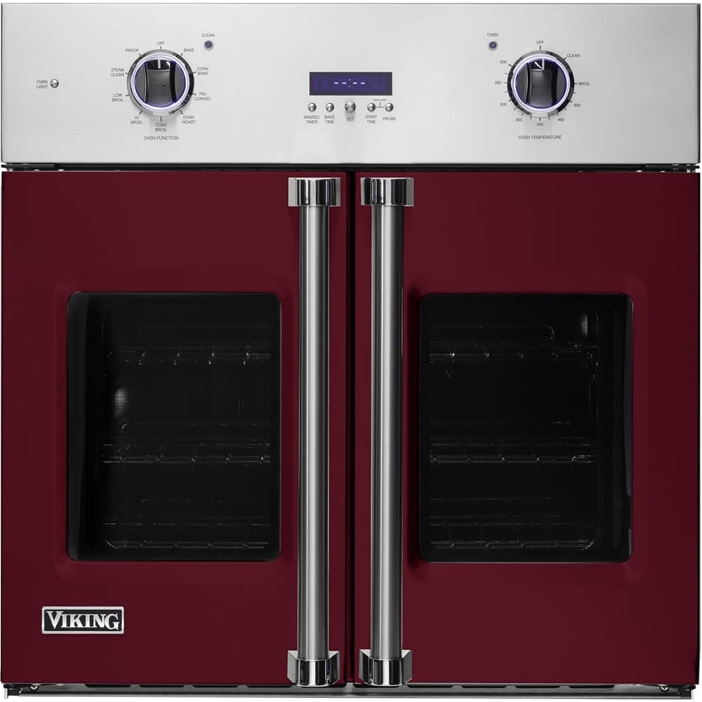 Viking - Professional 7 Series 29.5" Built-In Single Electric Convection Wall Oven - Burgundy - Front_Zoom