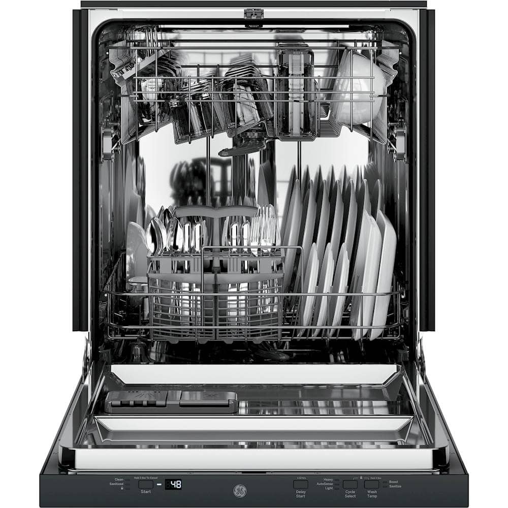 GE - 24" Top Control Built-In Dishwasher with Stainless Steel Tub - Black - Alt_View_Standard_13