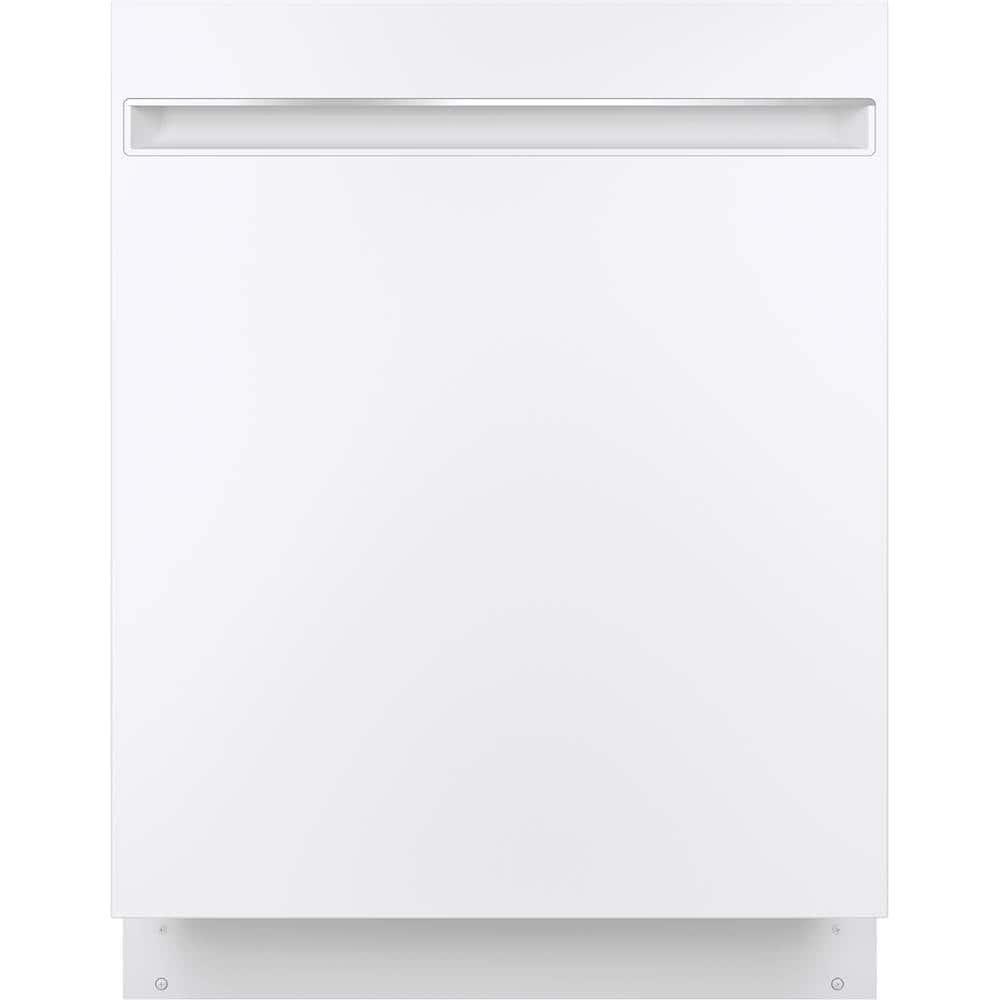 GE - 24" Top Control Built-In Dishwasher with Stainless Steel Tub - White - Front_Zoom