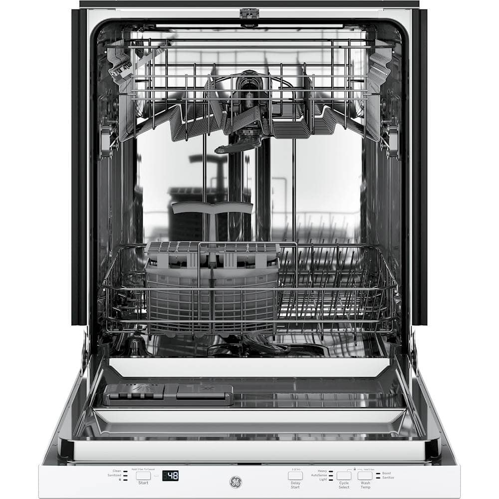 GE - 24" Top Control Built-In Dishwasher with Stainless Steel Tub - White - Alt_View_Standard_12