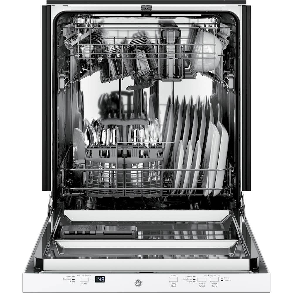 GE - 24" Top Control Built-In Dishwasher with Stainless Steel Tub - White - Alt_View_Standard_13