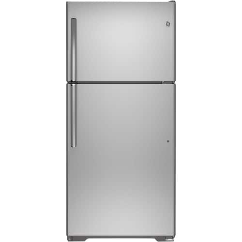 GE - 18.2 Cu. Ft. Top-Freezer Refrigerator - Stainless steel - Front_Standard