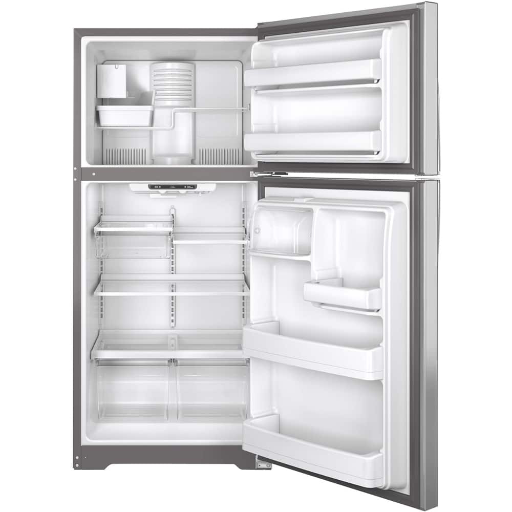 GE - 18.2 Cu. Ft. Top-Freezer Refrigerator - Stainless steel - Alt_View_Standard_11