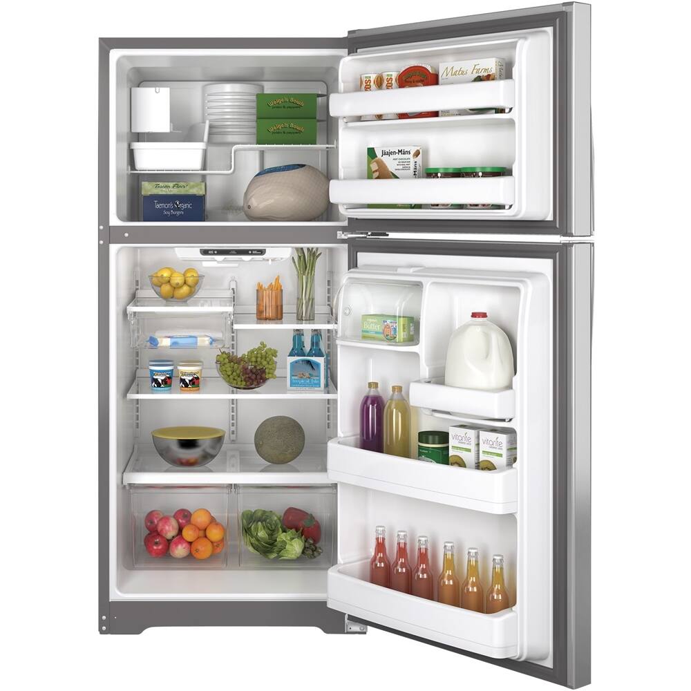 GE - 18.2 Cu. Ft. Top-Freezer Refrigerator - Stainless steel - Alt_View_Standard_12