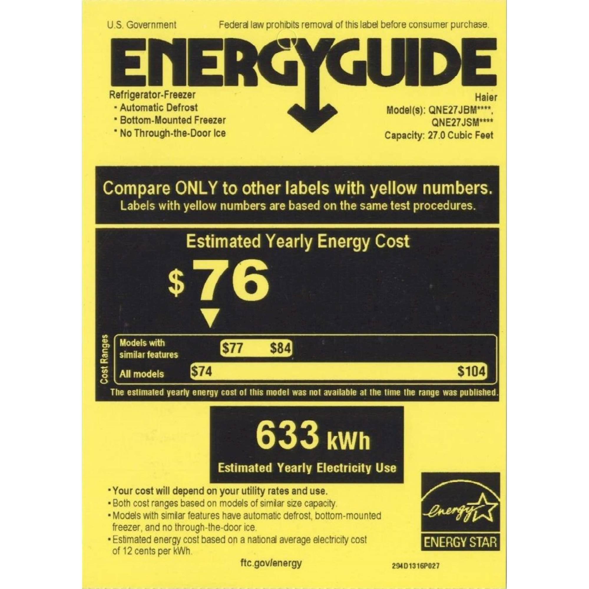 Haier - 27 Cu. Ft. French Door Refrigerator - Black stainless steel - Energy_Guide