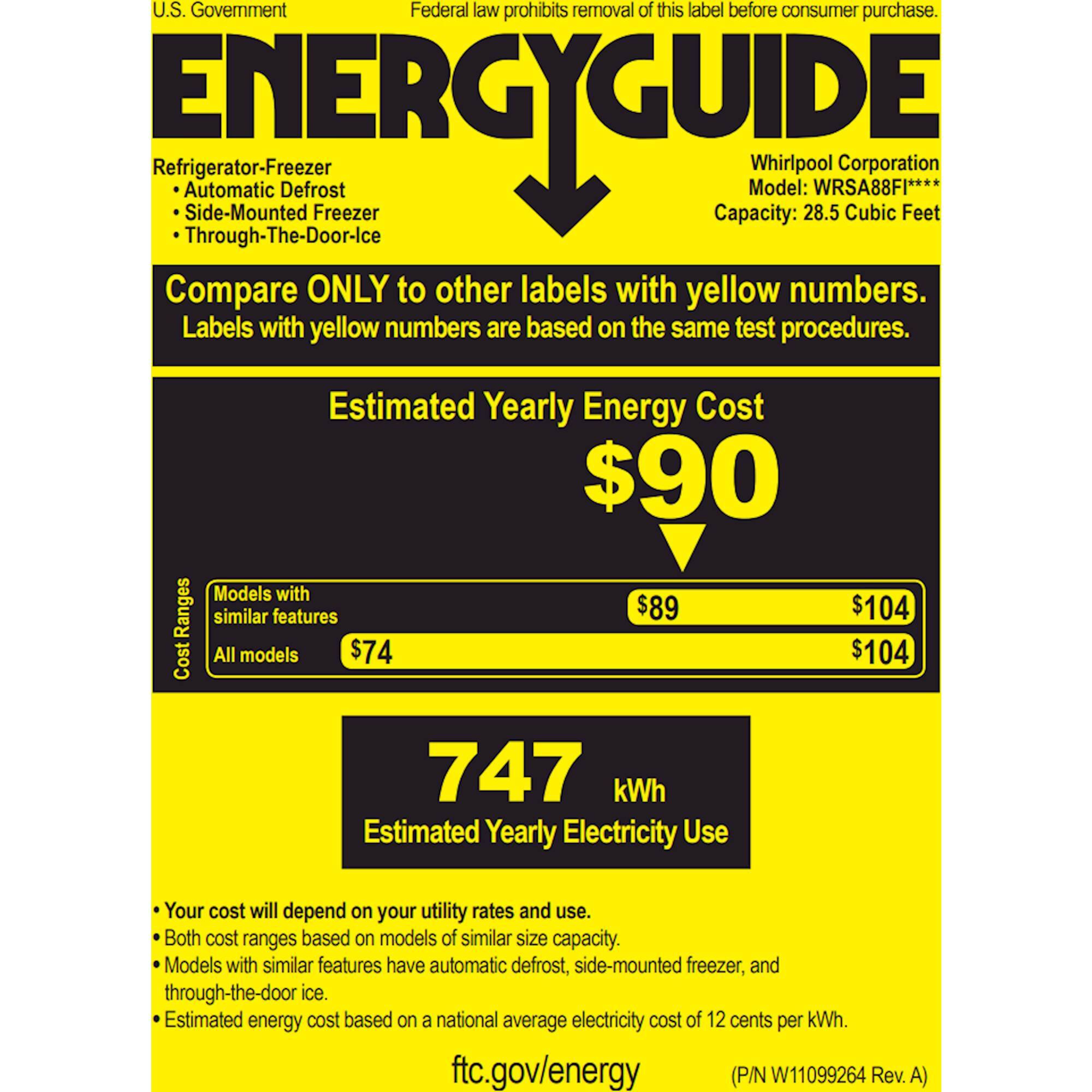 Whirlpool - 28.5 Cu. Ft. Side-by-Side Refrigerator - Stainless steel - Energy_Guide