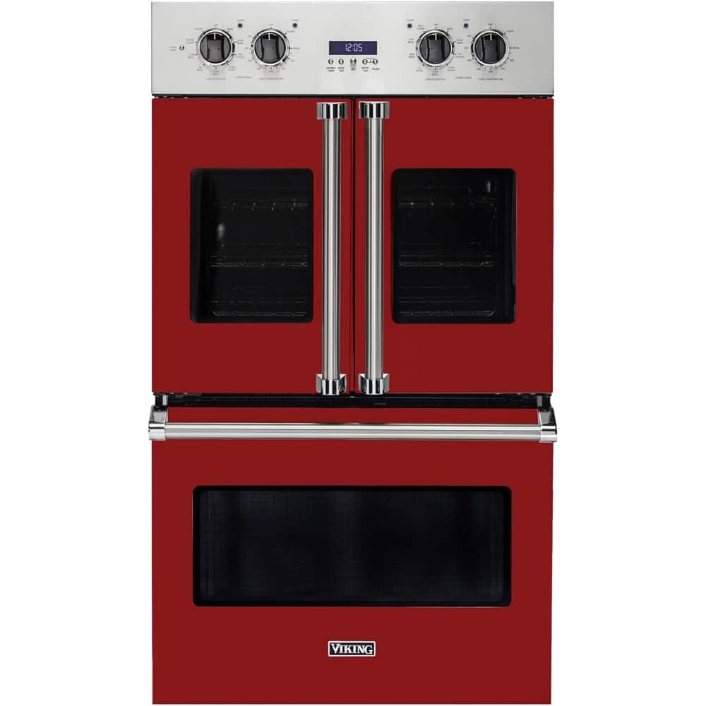 Viking - Professional 7 Series 29.5" Built-In Double Electric Convection Wall Oven - Apple Red - Front_Zoom