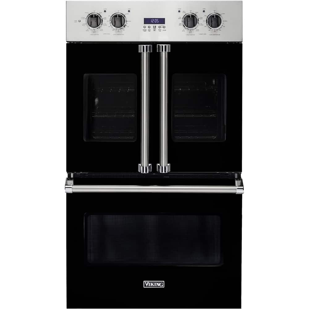 Viking - Professional 7 Series 29.5" Built-In Double Electric Convection Wall Oven - Black - Front_Zoom