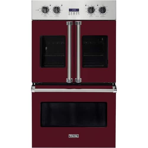 Viking - Professional 7 Series 29.5" Built-In Double Electric Convection Wall Oven - Burgundy - Front_Standard