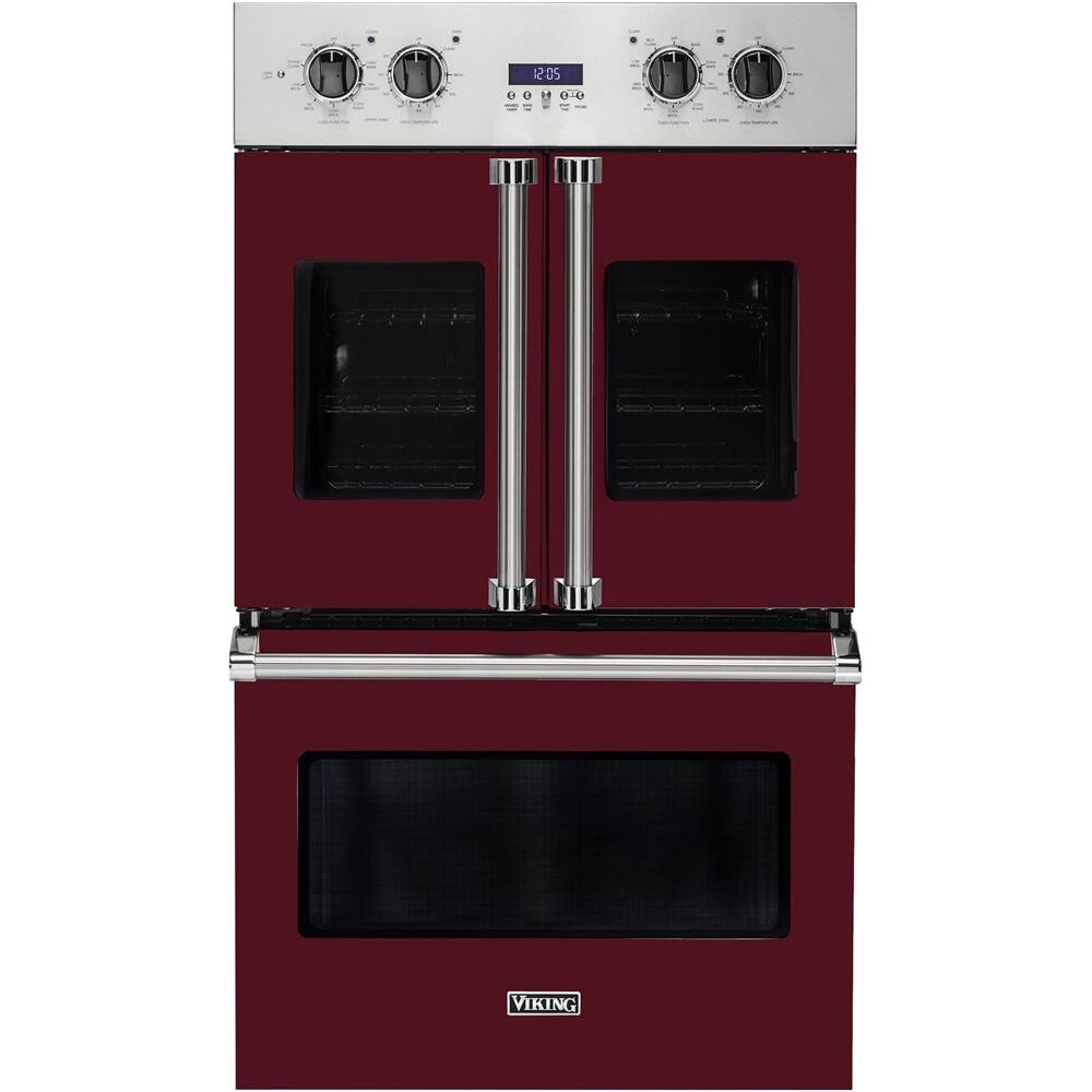 Viking - Professional 7 Series 29.5" Built-In Double Electric Convection Wall Oven - Burgundy - Front_Zoom