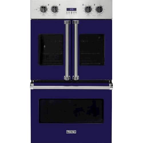 Viking - Professional 7 Series 29.5" Built-In Double Electric Convection Wall Oven - Cobalt Blue - Front_Standard