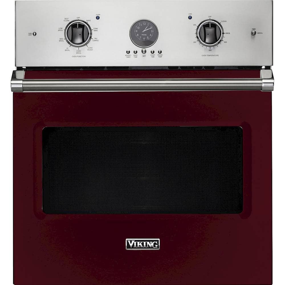 Viking - Professional 5 Series 27" Built-In Single Electric Convection Wall Oven - Burgundy - Front_Zoom