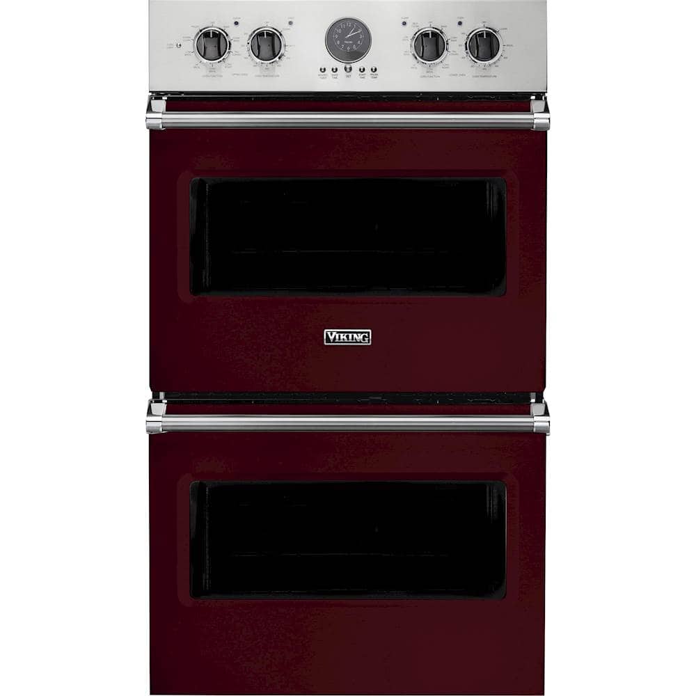 Viking - Professional 5 Series 30" Built-In Double Electric Convection Wall Oven - Burgundy - Front_Zoom