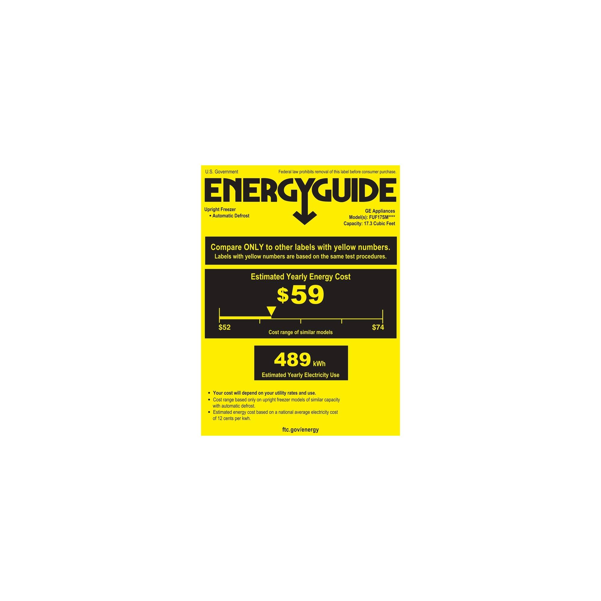 GE - 17.3 Cu. Ft. Frost-Free Upright Freezer - White - Energy_Guide