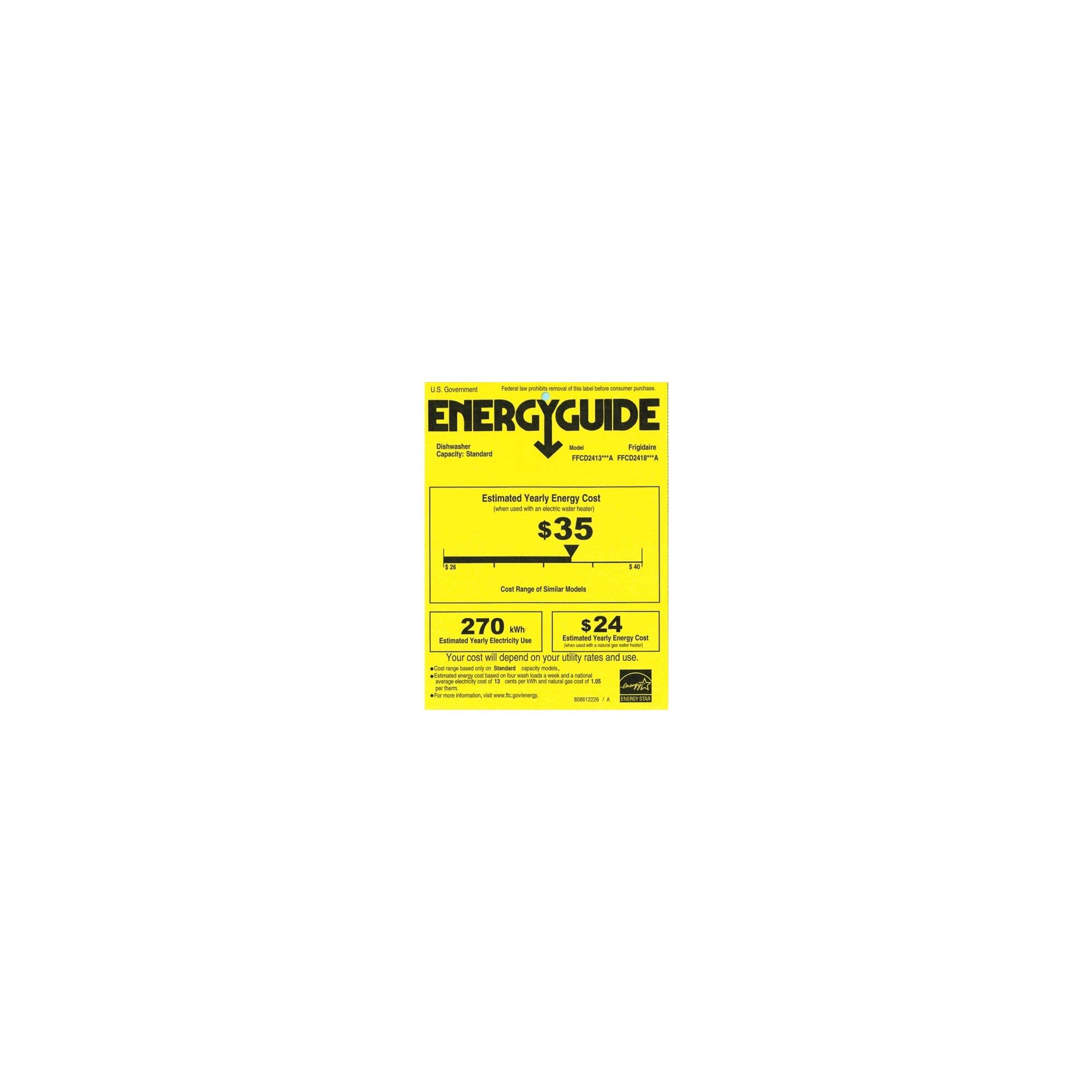 Frigidaire - 24" Front Control Tall Tub Built-In Dishwasher - White - Energy_Guide