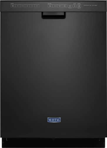 Maytag - 24" Front Control Built-In Dishwasher with Stainless Steel Tub - Black - Front_Standard