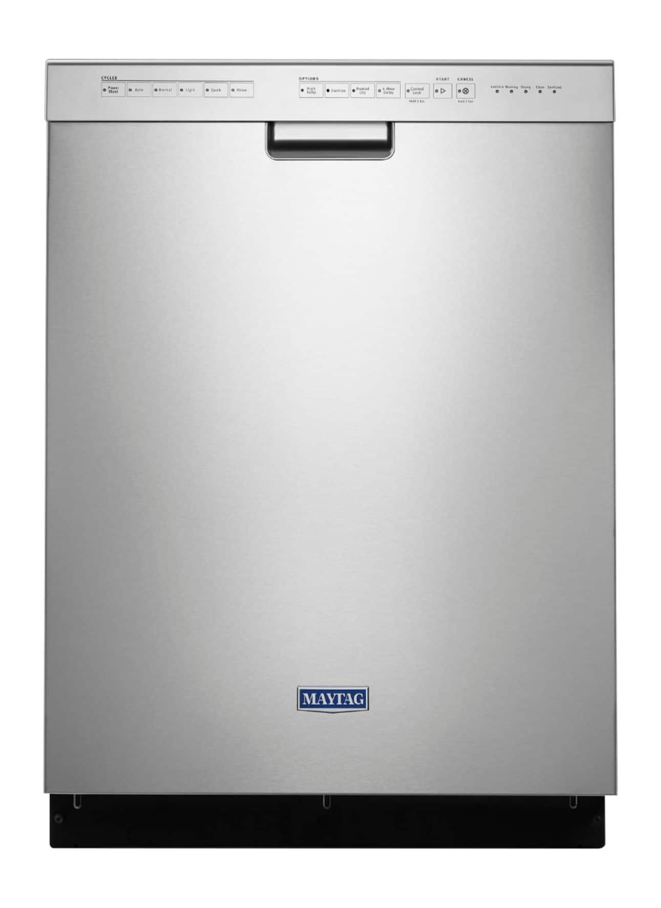 Maytag - 24" Front Control Built-In Dishwasher with Stainless Steel Tub - Stainless steel - Front_Zoom