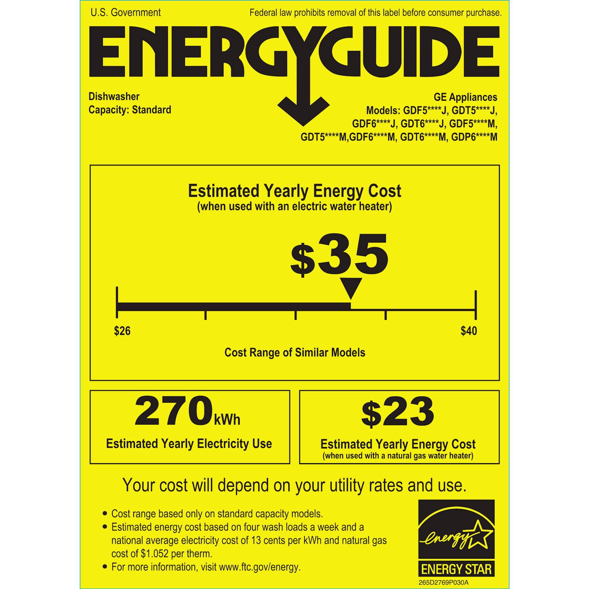 GE - 24" Front Control Tall Tub Built-In Dishwasher - Stainless steel - Energy_Guide