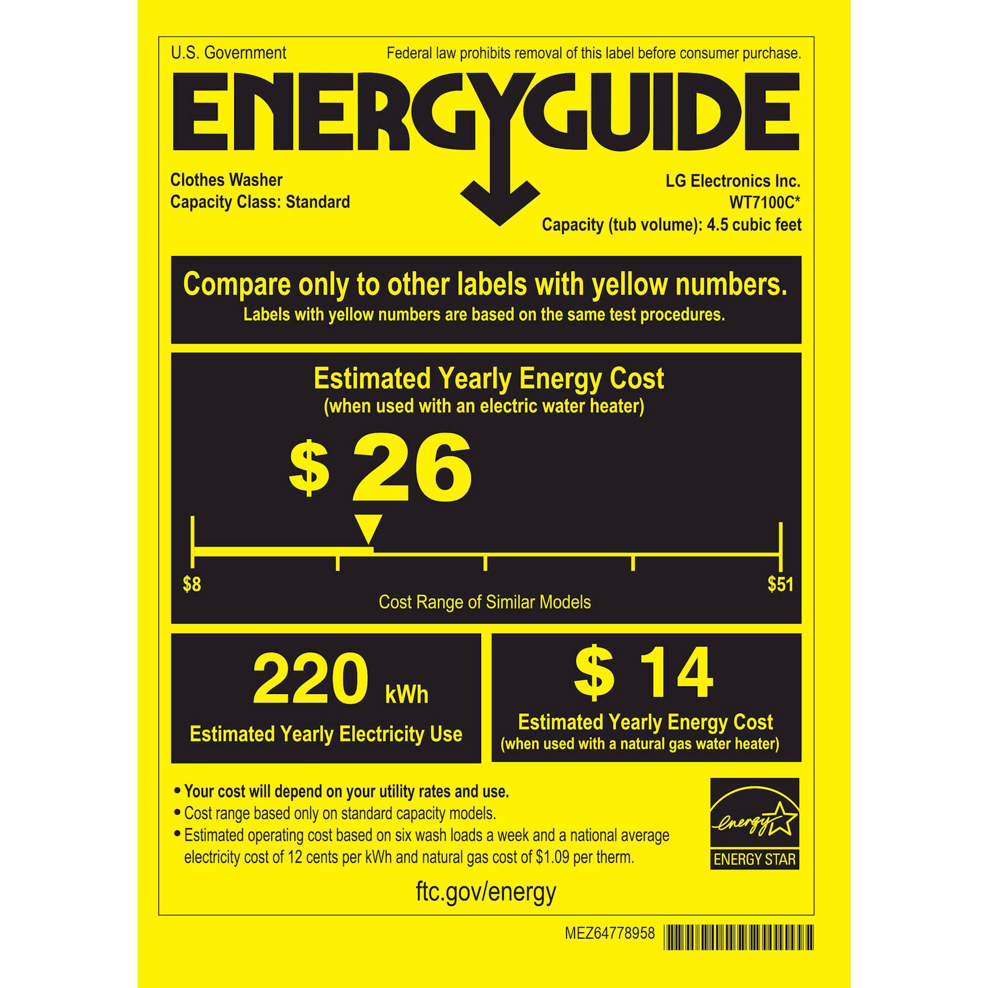 LG - 4.5 Cu. Ft. 8-Cycle Top-Loading Washer - White - Energy_Guide