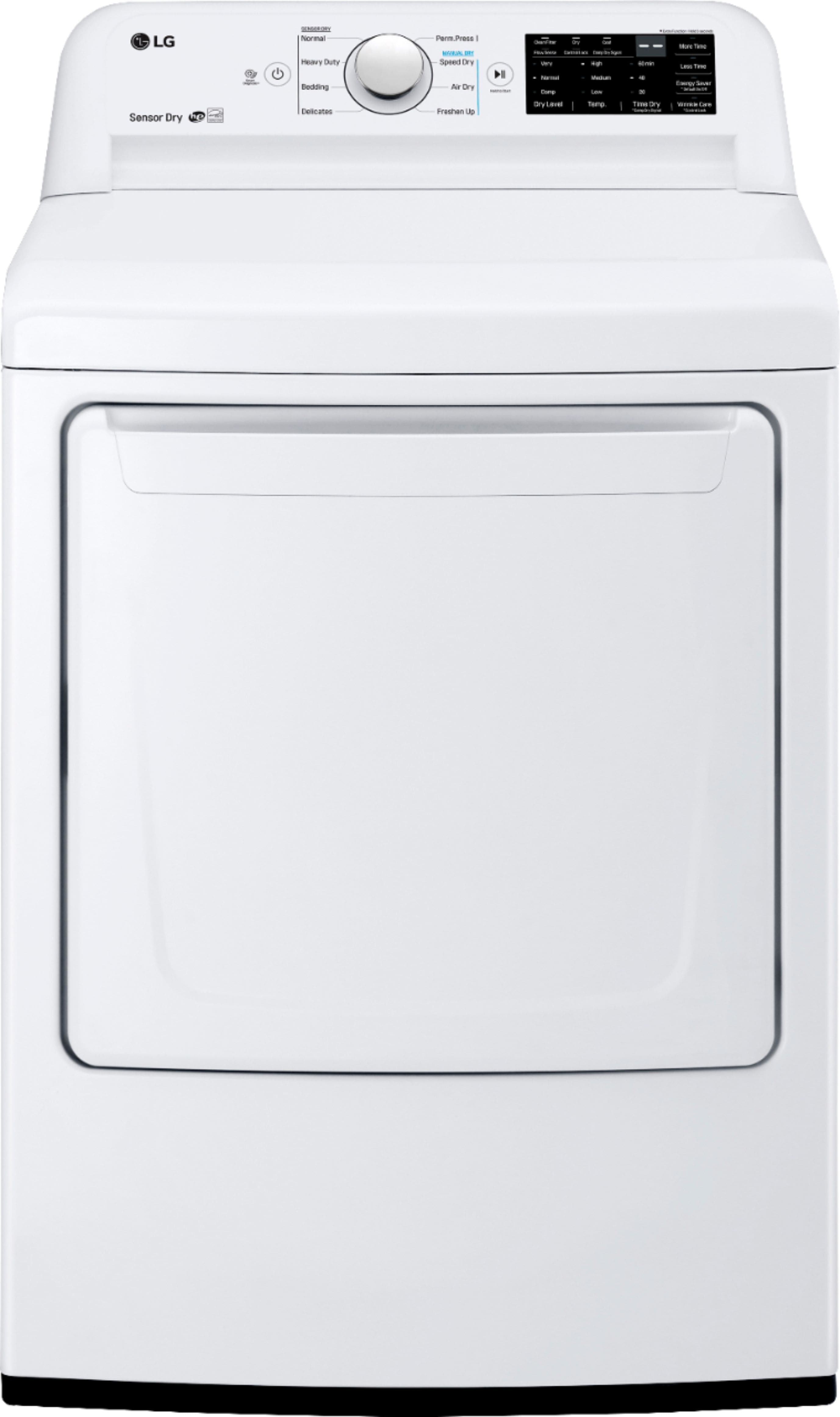 LG - 7.3 Cu. Ft. 8-Cycle Electric Dryer - White - Front_Zoom