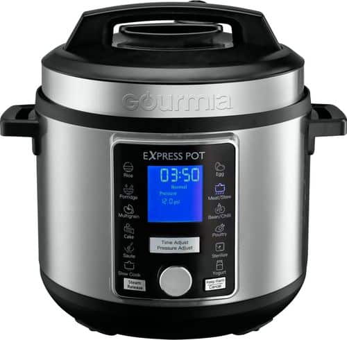 Gourmia - 6-Quart Pressure Cooker with Auto Release - Stainless Steel