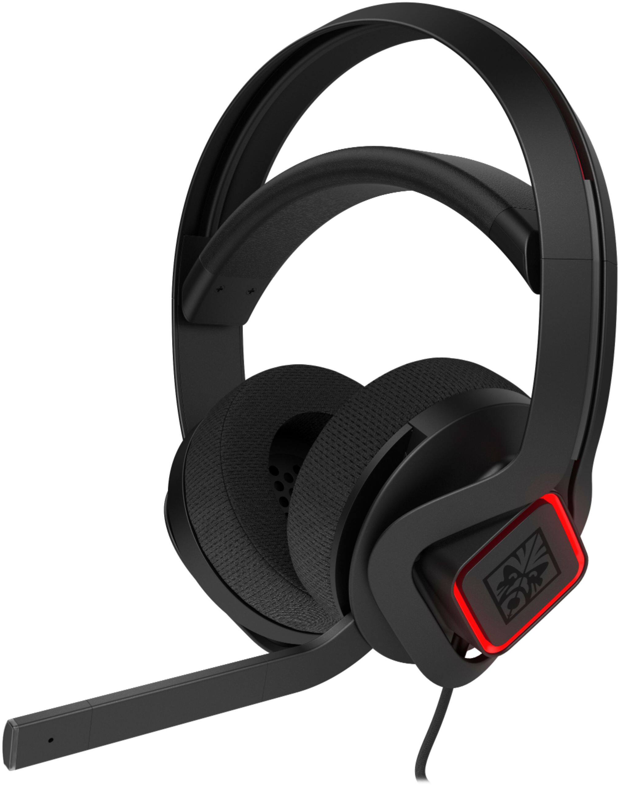 HP - OMEN by HP Mindframe Wired 7.1 Virtual Surround Sound Gaming Headset for Windows 10 w/ active ear cup cooling technology - Black/Red
