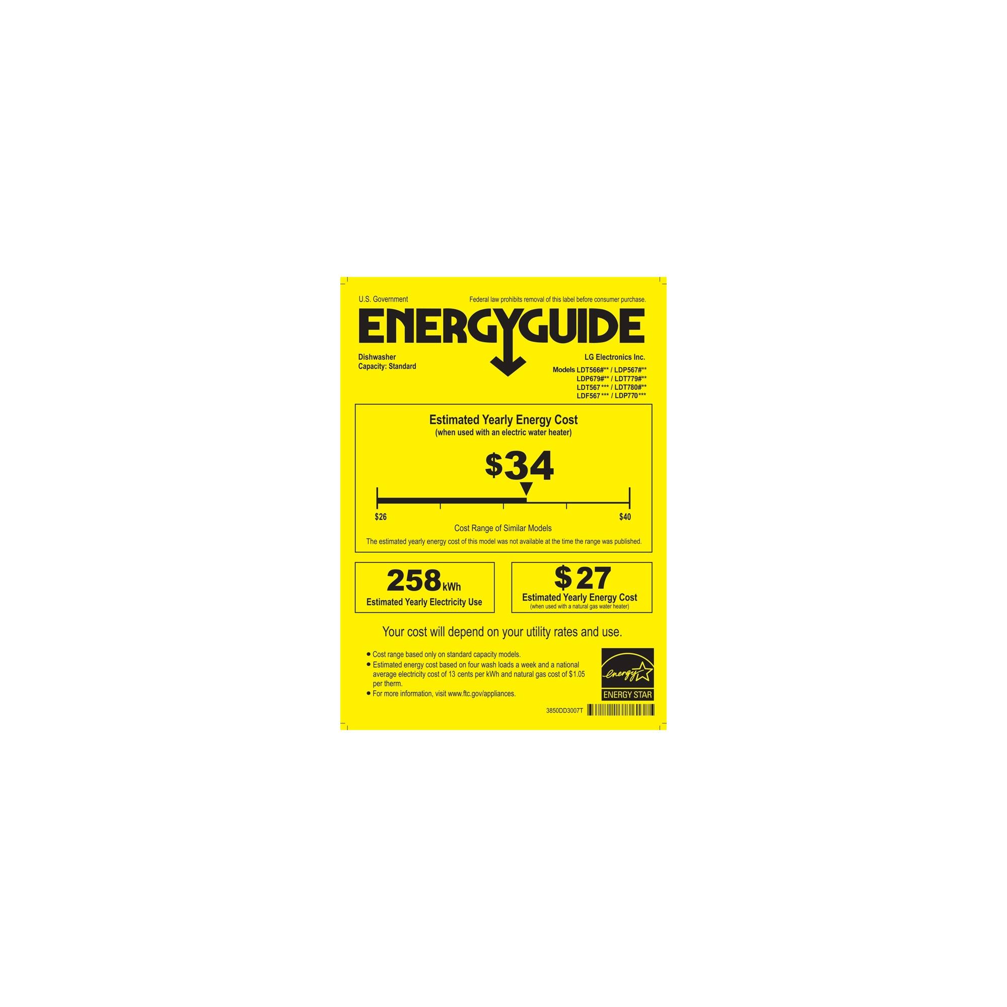 LG - 24" Top Control Built-In Dishwasher with Stainless Steel Tub - Stainless steel - Energy_Guide