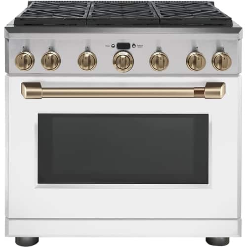 Café - 6.2 Cu. Ft. Self-Cleaning Freestanding Gas Convection Range - Matte White - Front_Standard