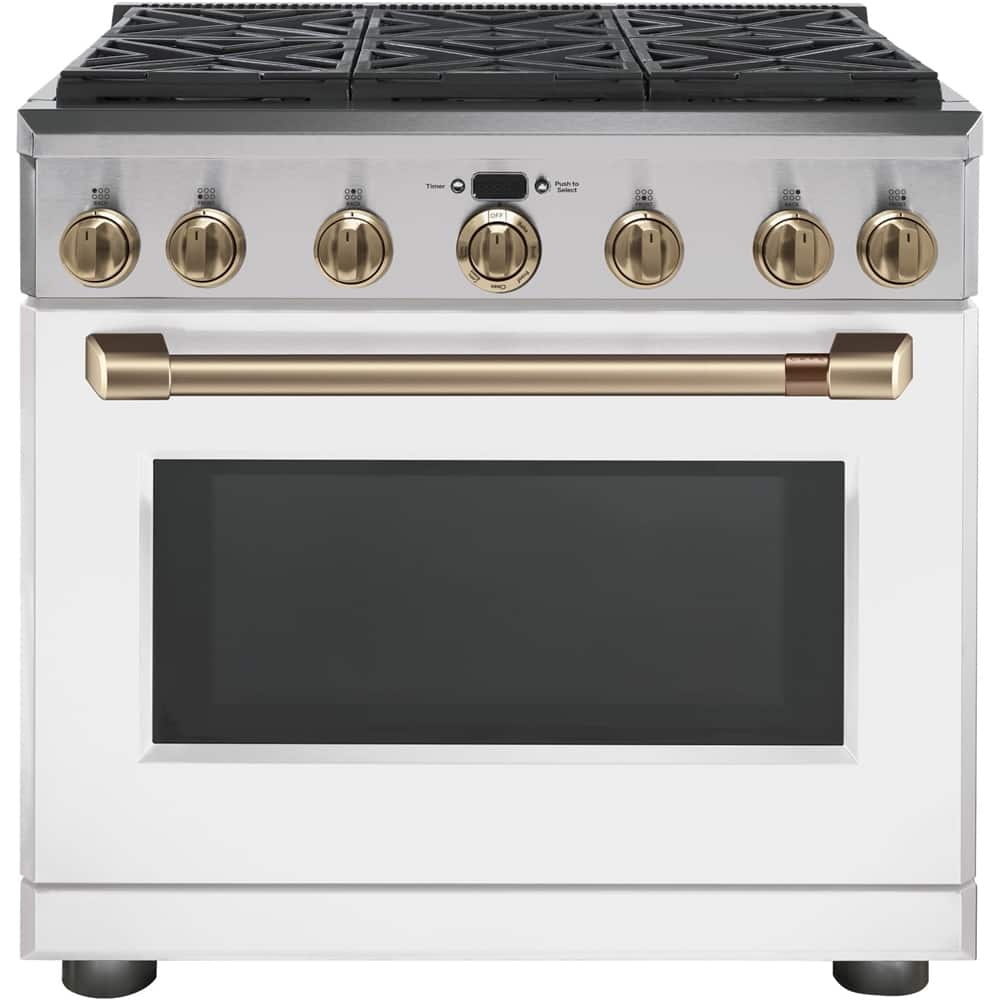 Café - 6.2 Cu. Ft. Self-Cleaning Freestanding Gas Convection Range - Matte White - Front_Zoom