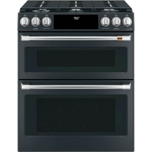Café - 7 Cu. Ft. Self-Cleaning Slide-In Double Oven Dual Fuel Convection Range - Matte Black - Front_Standard