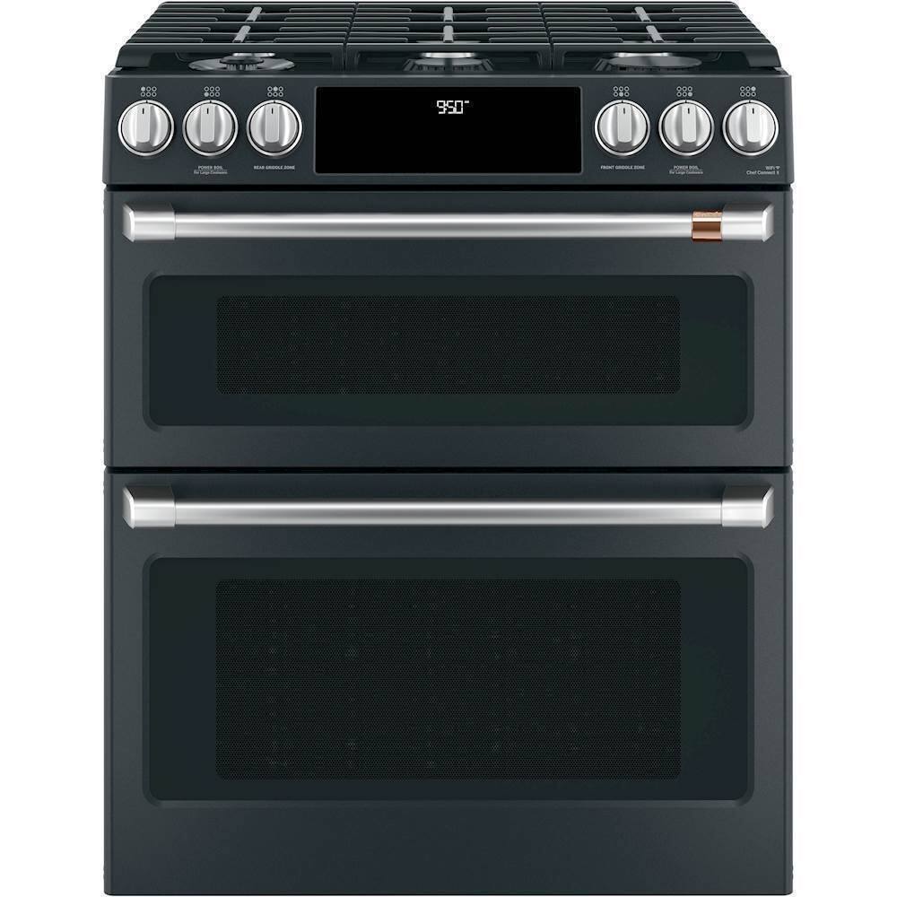 Café - 7 Cu. Ft. Self-Cleaning Slide-In Double Oven Dual Fuel Convection Range - Matte Black - Front_Zoom