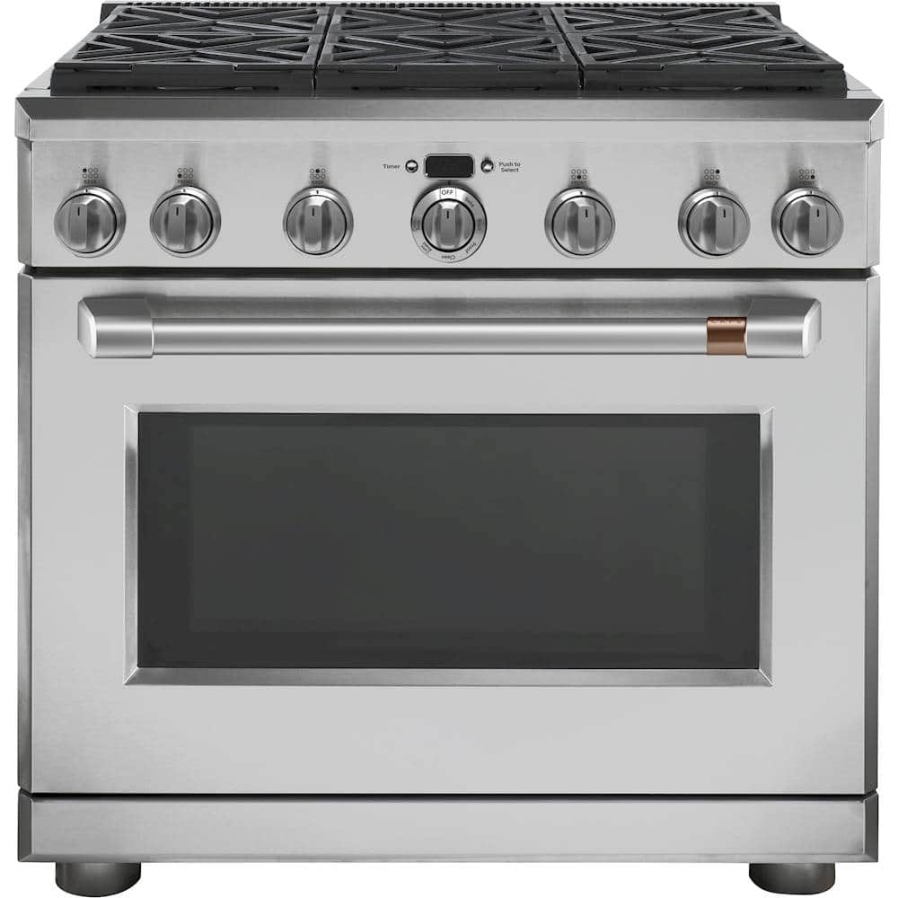 Café - 6.2 Cu. Ft. Self-Cleaning Freestanding Gas Convection Range - Stainless steel - Front_Zoom