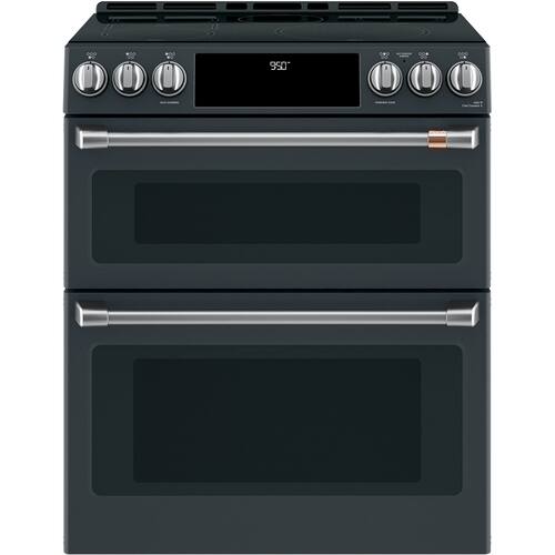 Café - 7.0 Cu. Ft. Slide-In Double Oven Electric Induction Convection Range - Matte Black - Front_Standard
