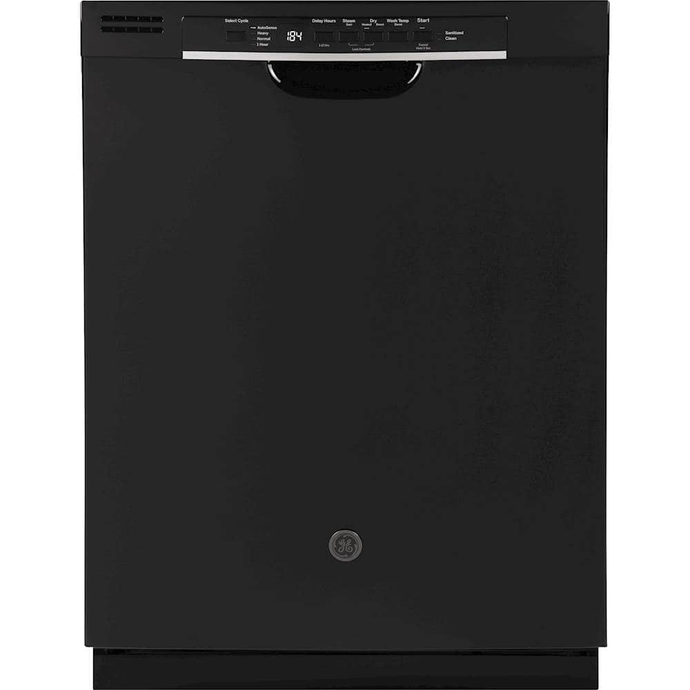 GE - 24" Front Control Tall Tub Built-In Dishwasher - Black - Front_Zoom