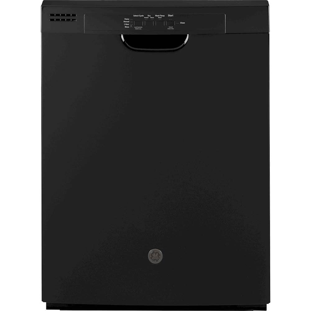 GE - 24" Front Control Tall Tub Built-In Dishwasher - Black - Front_Zoom