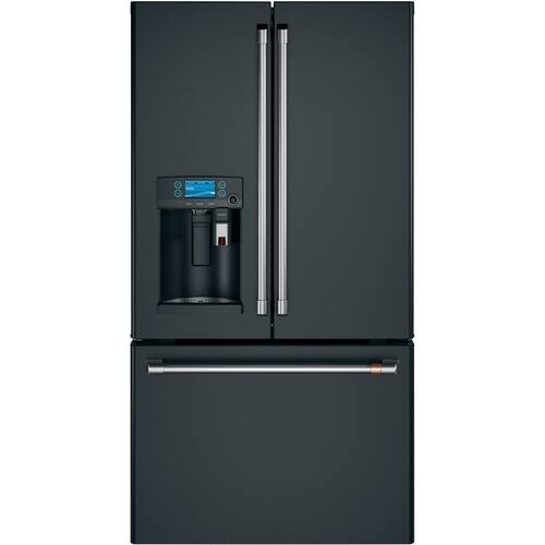 Café - 22.2 Cu. Ft. French Door Counter-Depth Refrigerator with Keurig Brewing System - Matte Black - Front_Standard