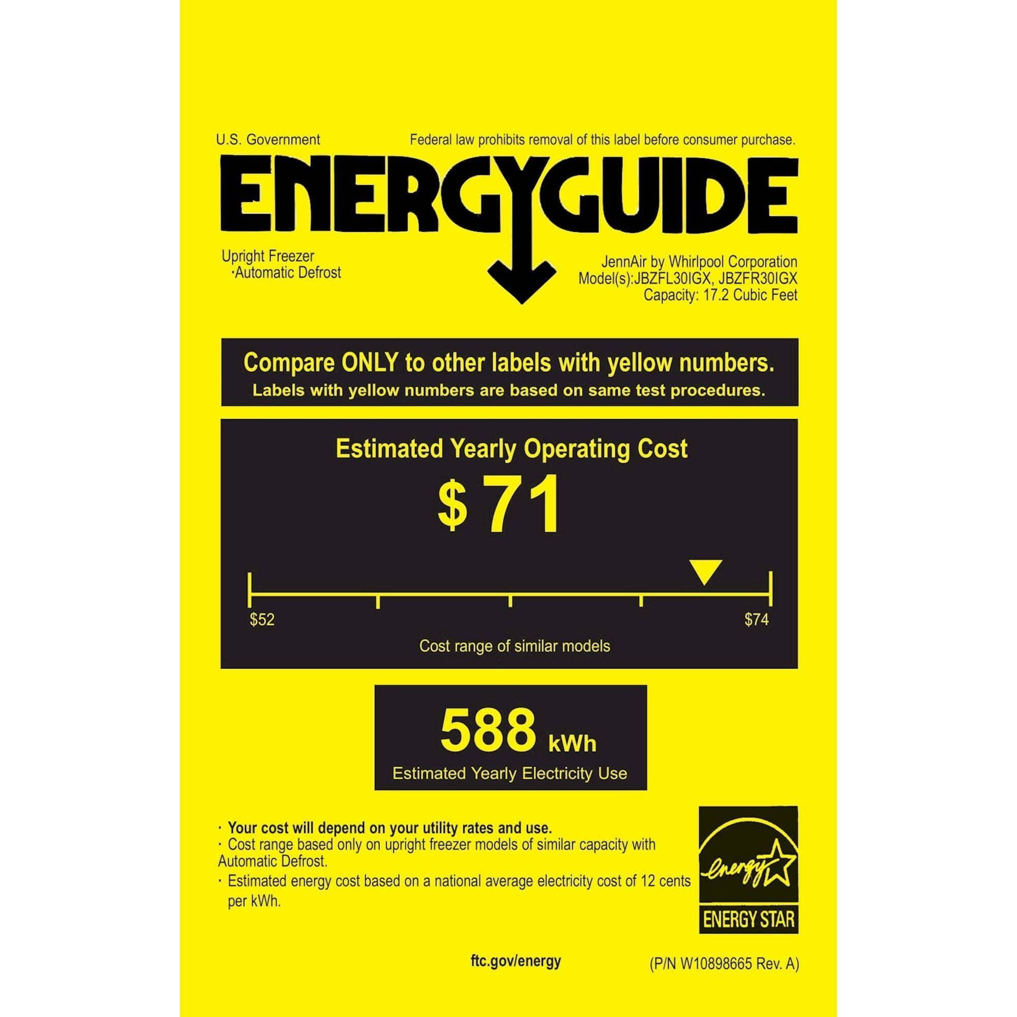 Jenn-Air - 17.0 Cu. Ft. Upright Wi-Fi Freezer - Energy_Guide