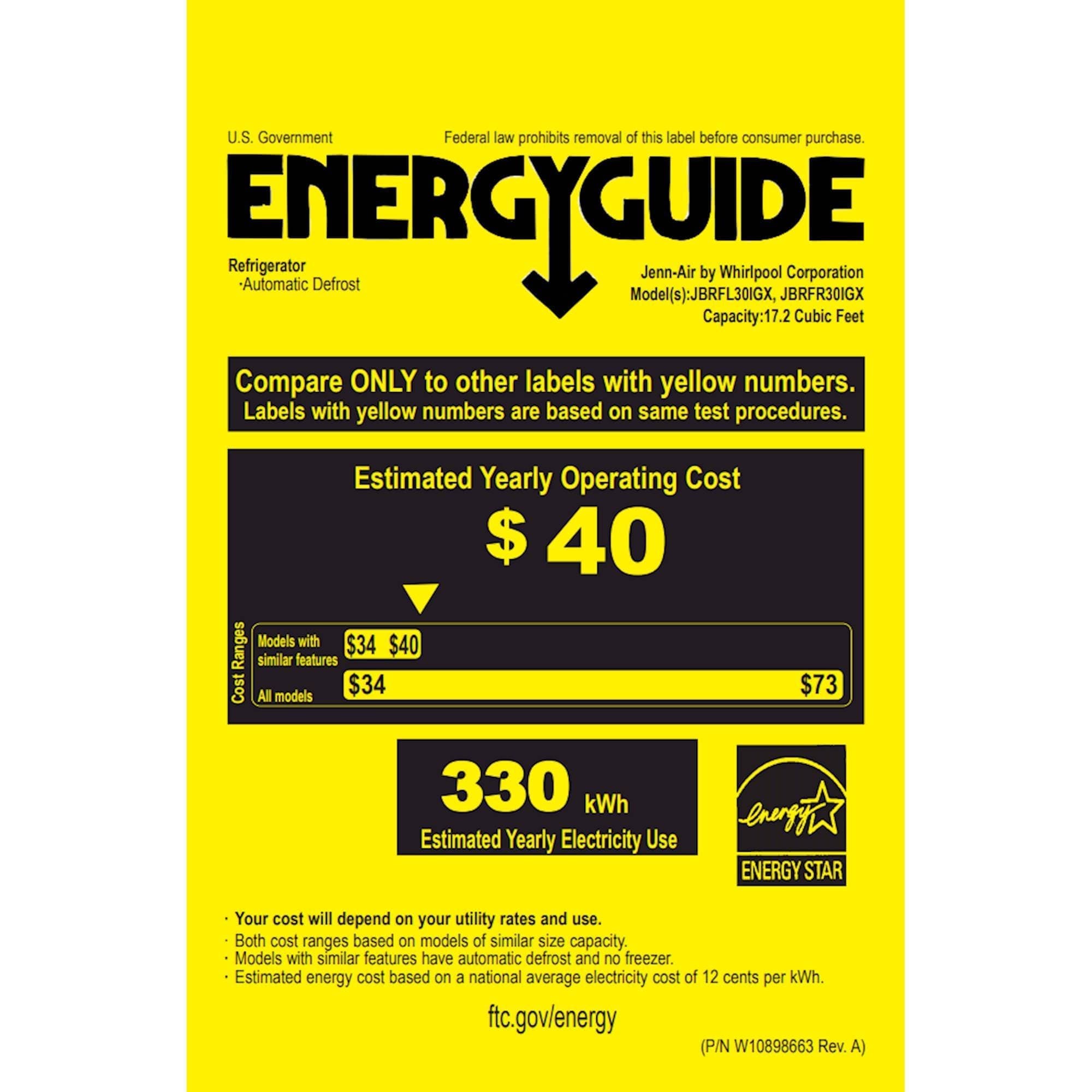 Jenn-Air - 17 Cu. Ft. Built-In Refrigerator - Black - Energy_Guide