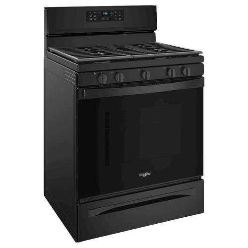 Whirlpool - 5.0 Cu. Ft. Self-Cleaning Freestanding Gas Convection Range - Black - Angle_Standard