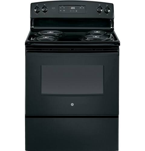 GE - 5.0 Cu. Ft. Freestanding Electric Range - Black - Front_Standard