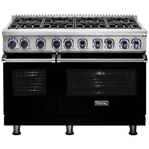 Viking - Freestanding Double Oven Gas Range - Black - Front_Standard