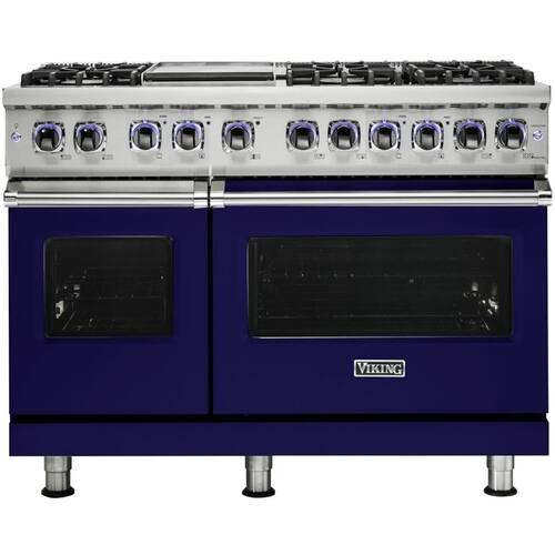 Viking - Freestanding Double Oven Gas Range - Cobalt Blue - Front_Standard