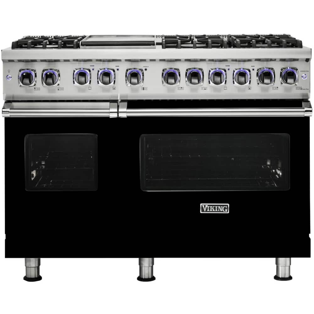 Viking - Freestanding Double Oven Gas Range - Black - Front_Zoom