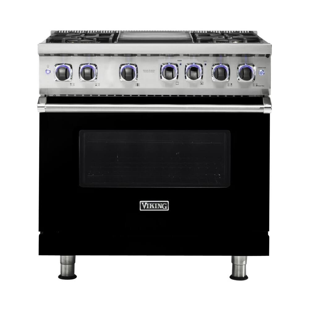 Viking - 5.1 Cu. Ft. Freestanding Gas Convection Range - Black - Front_Zoom