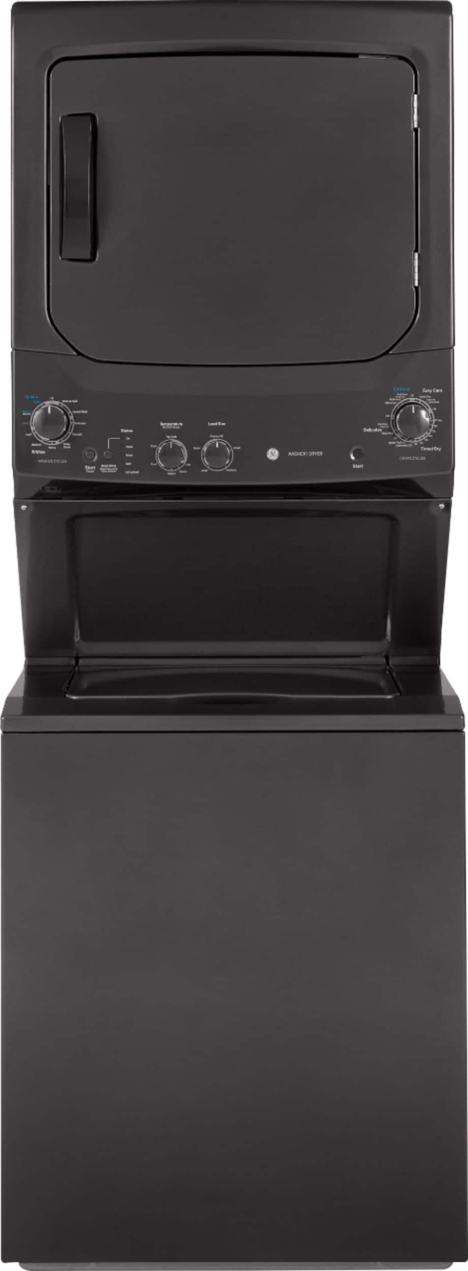 GE - Unitized Spacemaker 3.8 Cu. Ft. 11-Cycle Washer and 5.9 Cu. Ft. 4-Cycle Gas Dryer Combo - Diamond Gray - Front_Zoom