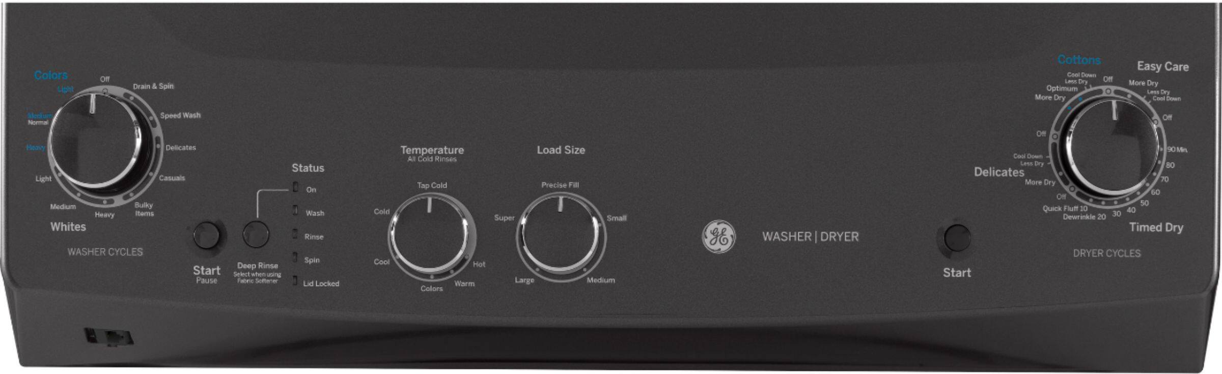 GE - Unitized Spacemaker 3.8 Cu. Ft. 11-Cycle Washer and 5.9 Cu. Ft. 4-Cycle Gas Dryer Combo - Diamond Gray - Alt_View_Standard_11