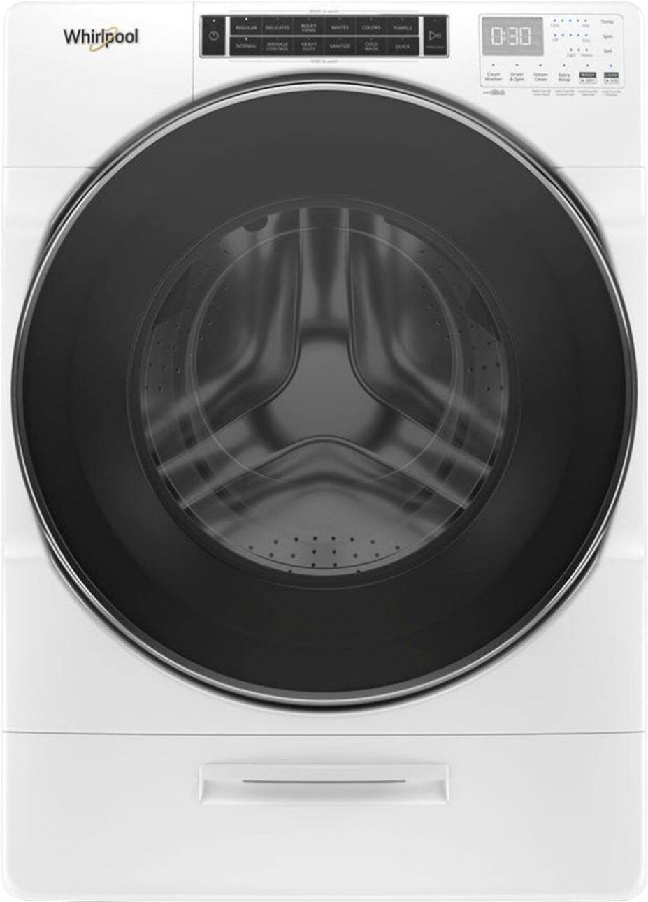 Whirlpool - 5.0 Cu. Ft. 37-Cycle High-Efficiency Front-Loading Washer with Steam - White - Front_Zoom