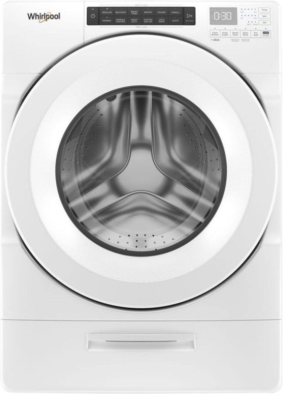Whirlpool - 4.5 Cu. Ft. 37-Cycle High-Efficiency Front-Loading Washer with Steam and Load & Go Dispenser - White - Front_Zoom
